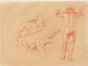 JARED FRENCH Two drawings of male nudes.